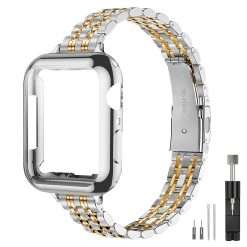 QUNDAXI Slim Watch Band Compatible with Apple Watch 41mm 45mm 42mm 44mm 40mm 38mm Metal Stainless Steel Watchband Suitable for iWatch 10/9/8/7/6/5/4/3/2/1/SE Series Women Luxury...