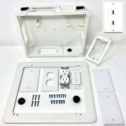 RiteAV Recessed Television Box with 2 Port HDMI Wall Plate- Conceals Power and Low Voltage Cabling Behind The Wall - White