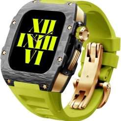 Xmenzi Luxury Apple Watch Case Titanium Alloy Apple Watch Case Viton Strap,For watch 6 SE 5 4 44mm,Luxury Set Heavy protection (Carbon fiber/titanium alloy, Size : 4/5/6/se...