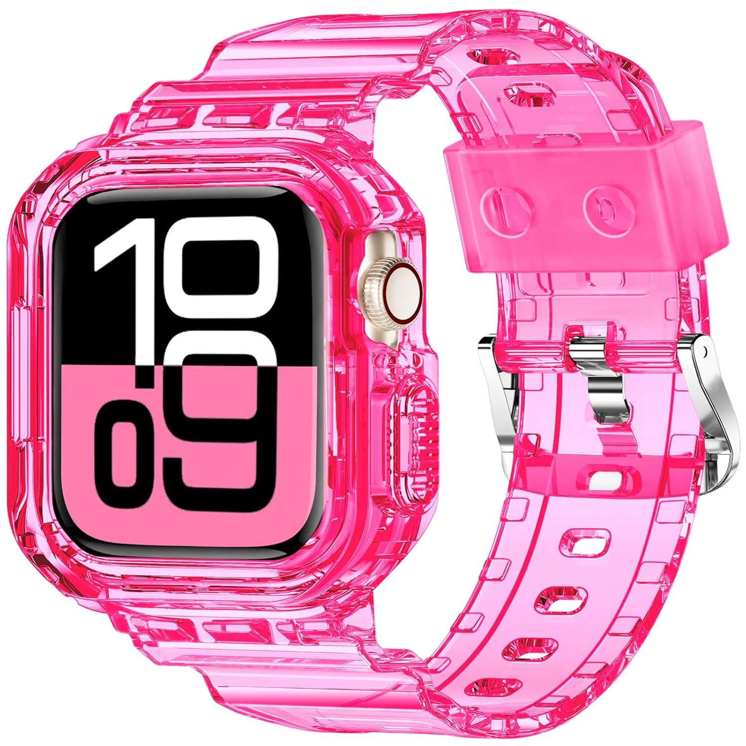XYF Compatible for Crystal Clear Apple Watch Bands, 45mm 44mm 46mm 42mm 41mm 40mm 38mm 49mm Bumper Case for Men Women Jelly Sport Case Band for iWatch Ultra 2/1 Series 10 9 8 7...