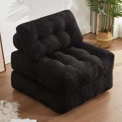 Afuson - Black Folding Sofa Bed, Modern, 35.4 x 33.5 x 32.28 inches, Indoor, Living Room, Bedroom