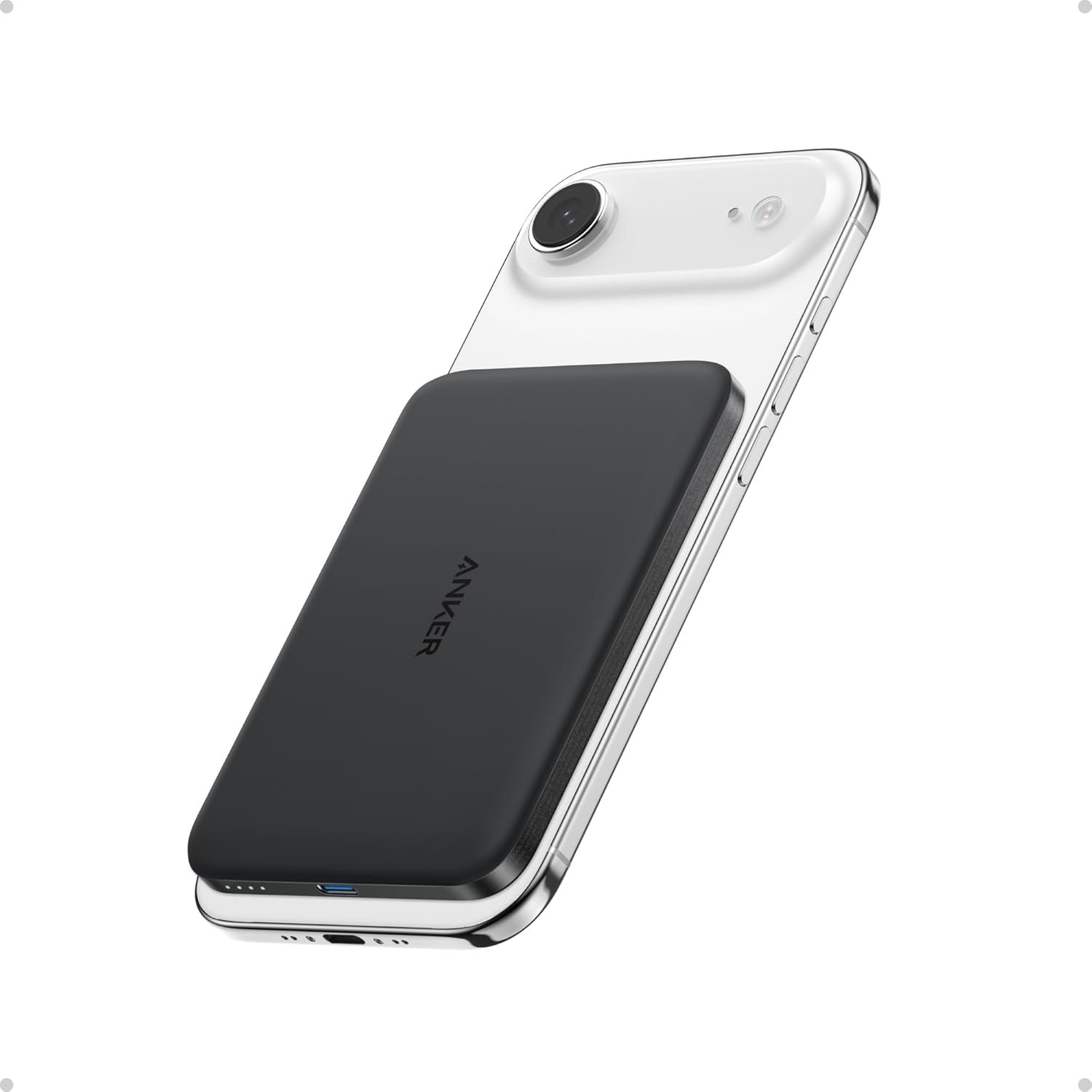 Anker Nano Power Bank, Ultra-Slim 5,000mAh Magnetic Battery Pack, Qi2 Certified 15W Max Ultra-Fast MagSafe-Compatible Portable Charger, Ergonomic Design, for iPhone Air/17/16/15...