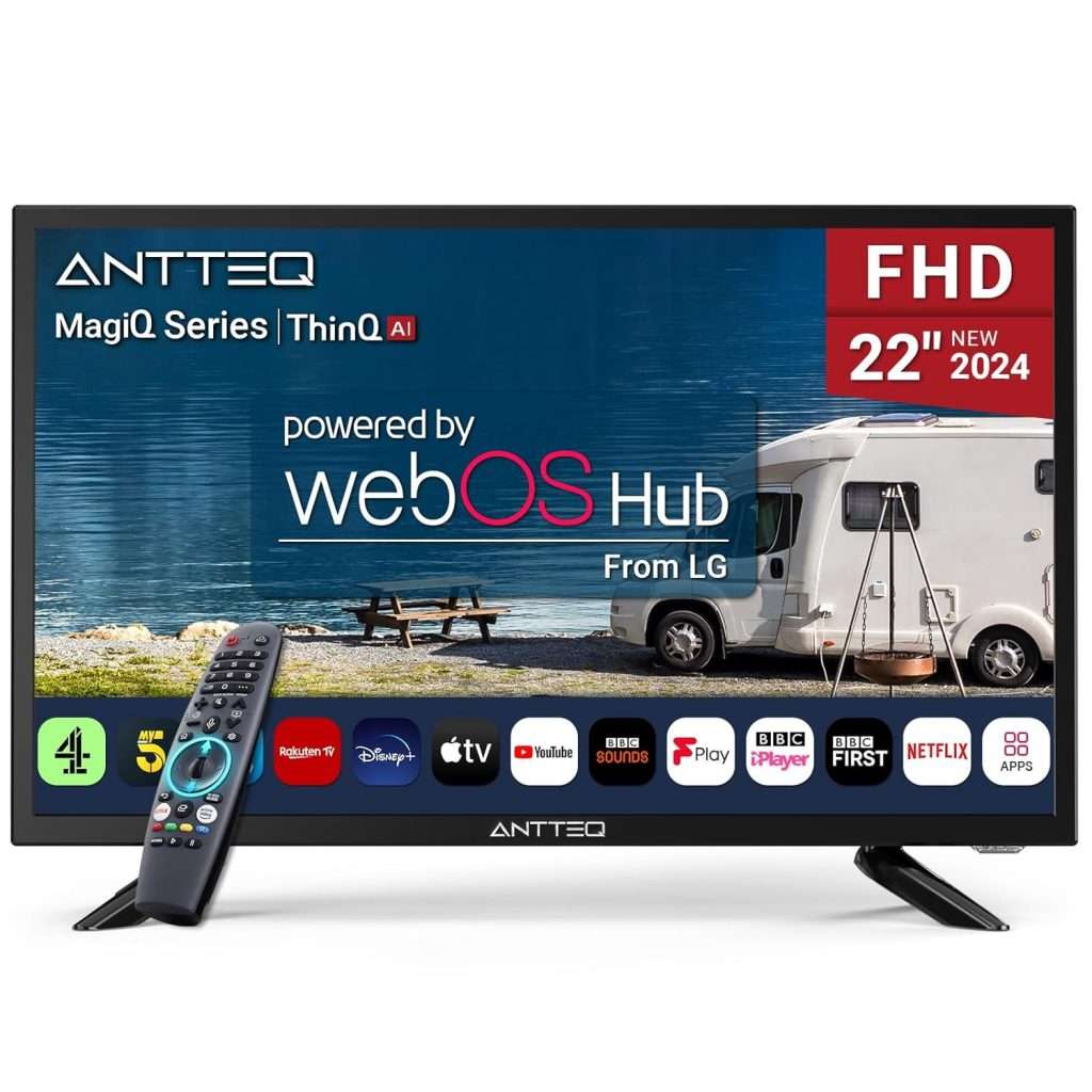 Antteq 22 Inch FHD Smart TV 12V, WebOS 12 Volt Television with AI Voice ...