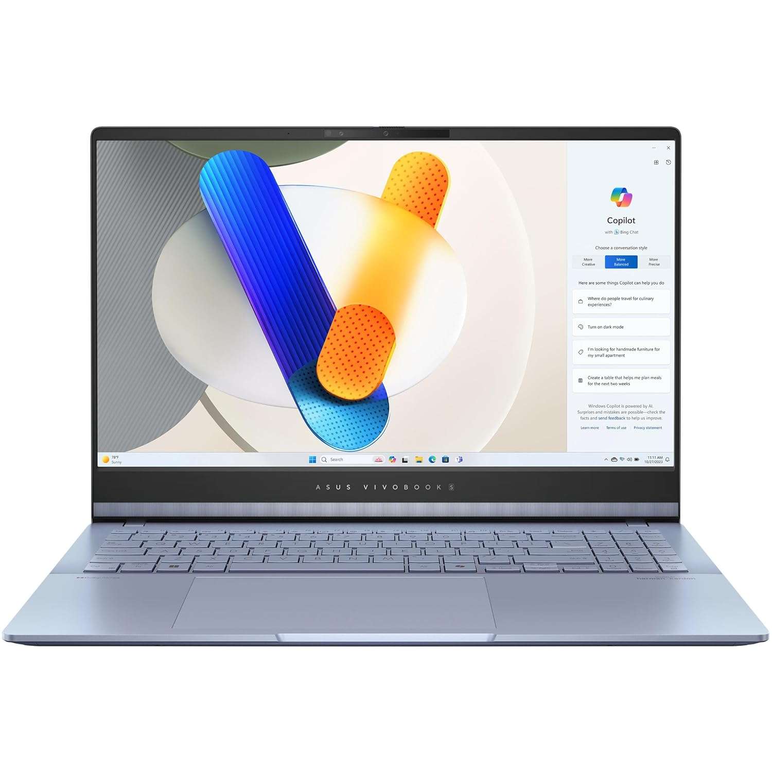 ASUS Vivobook S 15 OLED S5506MA-MA006W Intel Core Ultra 5 125H 16GB RAM 1TB SSD 15.6" OLED 3K Windows 11 Home Laptop - Blue - 90NB14E2-M007X0