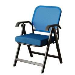 Beaka Foldable Office Arm Chair - Ergonomic Mesh Bouncing Back Chair For Office Meeting, Conference, Reception And Training Room (Blue)