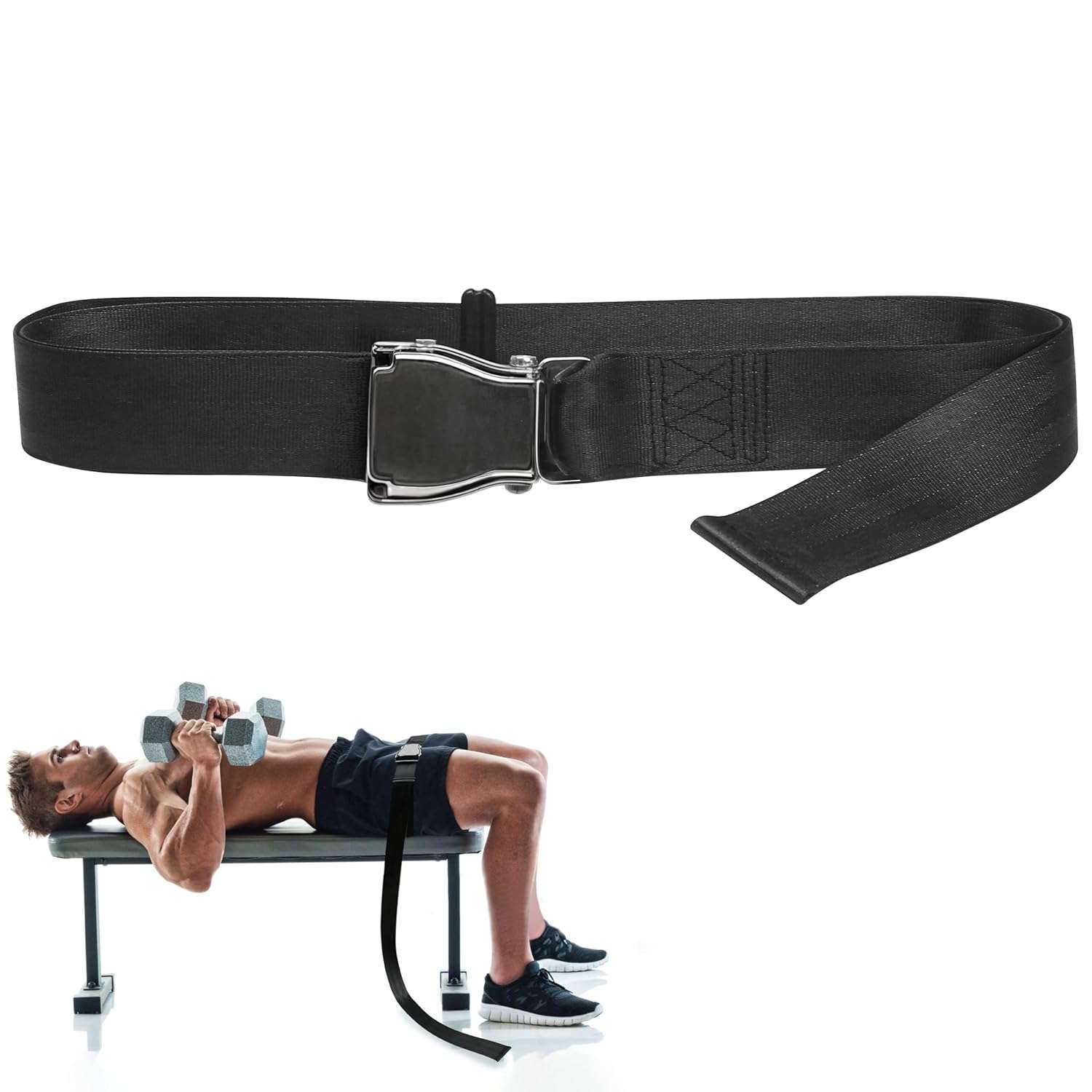 Belt Squat Collar for Nordic Hamstring Curl on Bench, 5.6Ft Long Buckle Strap for Seat Workouts Leg Extension Machines Achieve Stability Comfort Home Exercise Fitness Assisted...