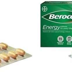 Berocca Vitamin C Film Coated Energy Tablets with Magnesium, Vitamin B12 and Vitamin B Complex, 30 Count (Pack of 2) Tablets - 1 Months Supply