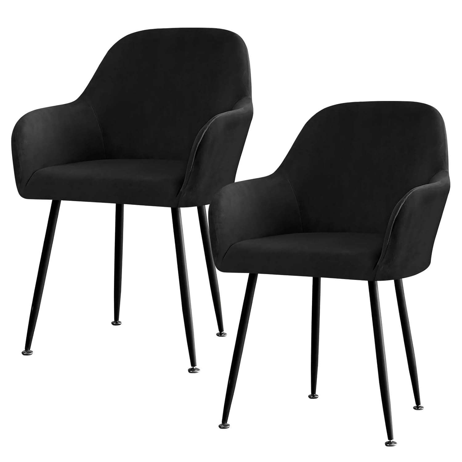 Betylifoy Dining Chair Slipcover Stretch Chair Cover Set of 2 Elastic Chair Cover with Armrest Removable Black Slipcover for Dining Room Wedding Party Decoration (Black)