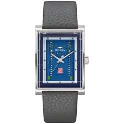 Bulova Men Analog Quartz Watch with Leather Strap 96A287