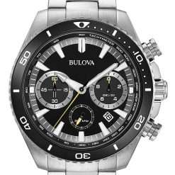 Bulova Mens Chronograph Quartz Watch with Stainless Steel Strap 98B298