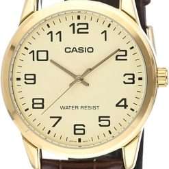 Casio Men Analog Watch with Leather Strap MTP-V001GL-9B