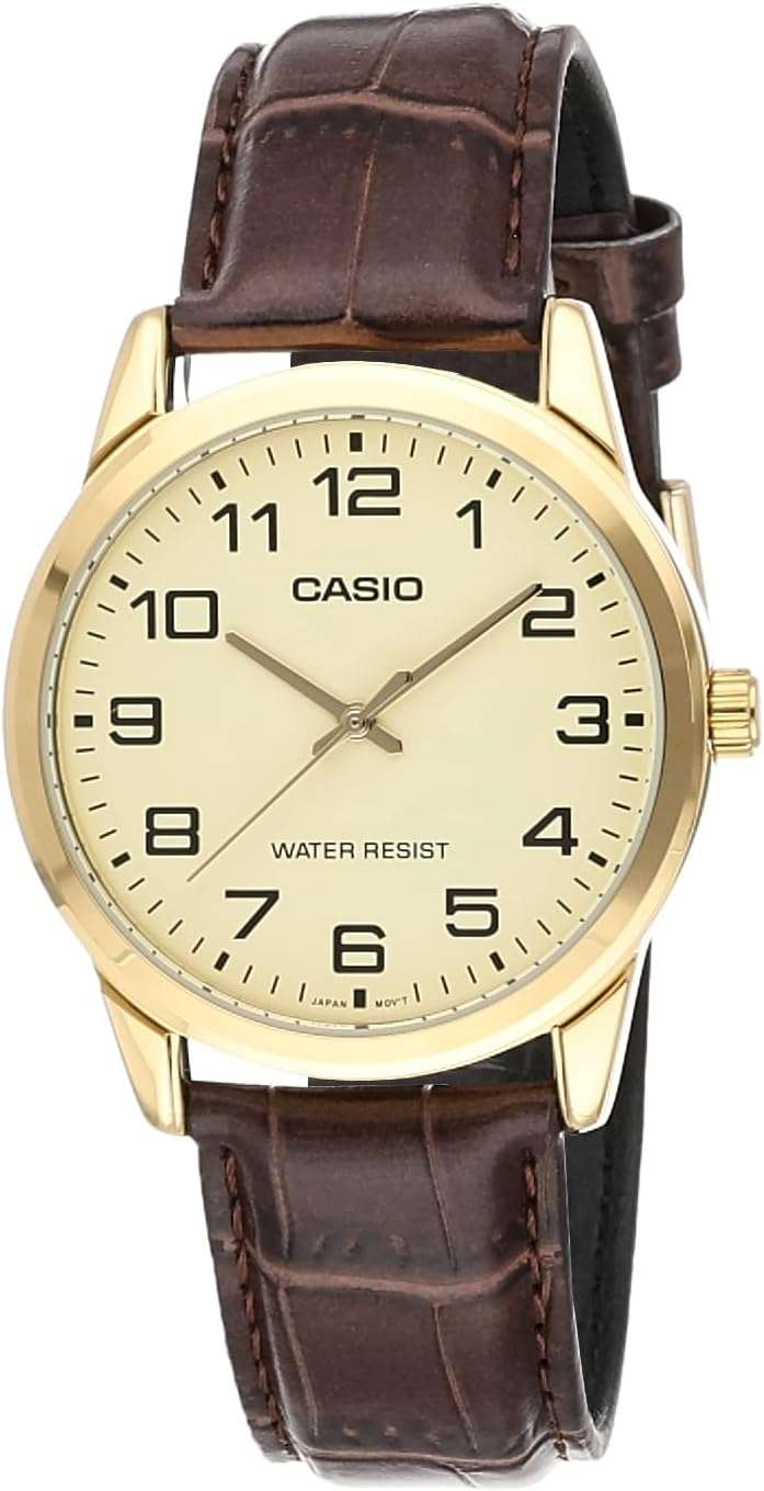 Casio Men Analog Watch with Leather Strap MTP-V001GL-9B