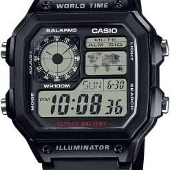 Casio Men's AE1200WH-1A Black Analog Digital Multi-Function Watch