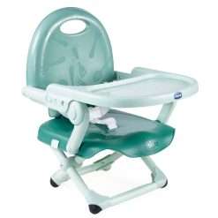Chicco Pocket Snack Children's Booster Seat, Sage | 6m-3y (15 kg), Portable, Adjustable High Chair, Compact, Removable Tray