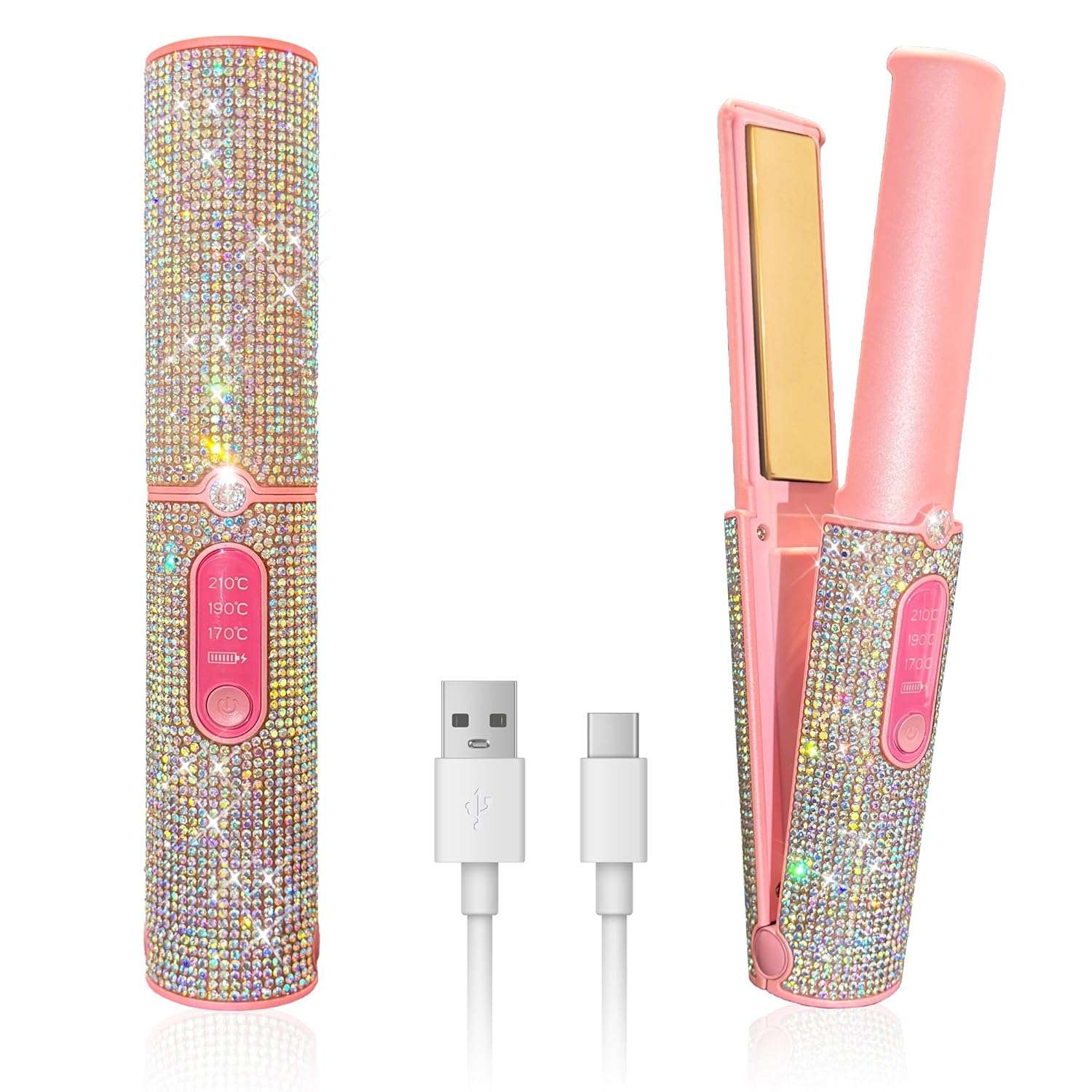 Cordless Hair Straightener, Portable Straightener 2 in 1 for Hair Straightening and Curling, Fast Heating Cordless Flat Iron, 5000mAh Hair Straightener Travel,210°C/410°F Within...