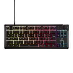 Corsair K55 CORE TKL RGB Gaming Keyboard – Tenkeyless, 8-Zone RGB, Quiet Membrane Keys, Spill Resistant, Media Keys, 1000Hz Polling – UK Layout – Black