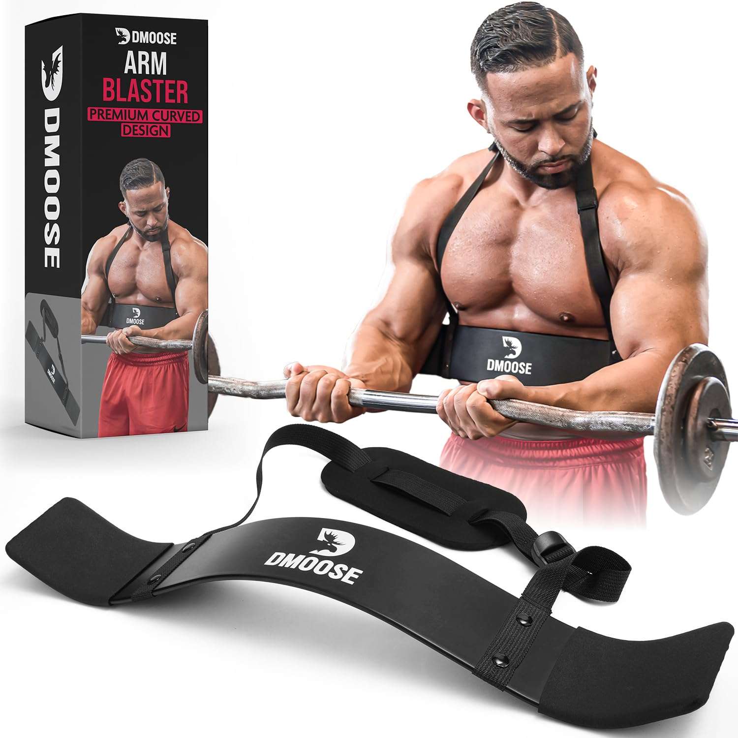 DMoose Fitness Thick Aluminum Curl Blaster Arm, Robust, Profiled and Adjustable - Improved Definition and Muscle Strength in the Arms - Premium Bodybuilding Biceps Bomber Isolate