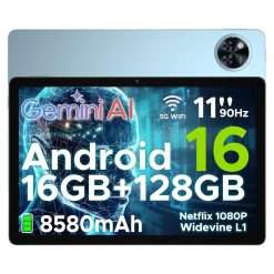 DOOGEE U11 Android 16 Tablet 11 Inch - 2025 Newest Android Tablets 16GB+128GB/2TB, 8580mAh, 90 Hz Octa-Core Gaming Tablet, Widevine L1, Gemini AI, 1080P, BT 5.0, 5G WiFi,...