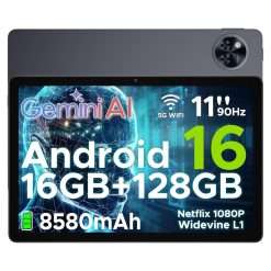 DOOGEE U11 Android 16 Tablets with Gemini AI, 11 Inch Tablet, 16GB+128GB/2TB, 8580mAh, 90 Hz Gaming Tablet, Octa Core Android Tablets, 5G WiFi | Widevine L1 | Face ID | 13MP+5MP...