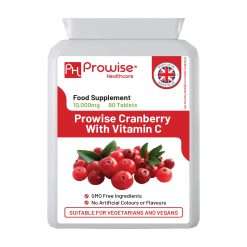 Double Strength Cranberry Tablets 10,000mg I 90 Cranberry Tablets High Strength with Added Vitamin C I Made in The UK by Prowise Healthcare