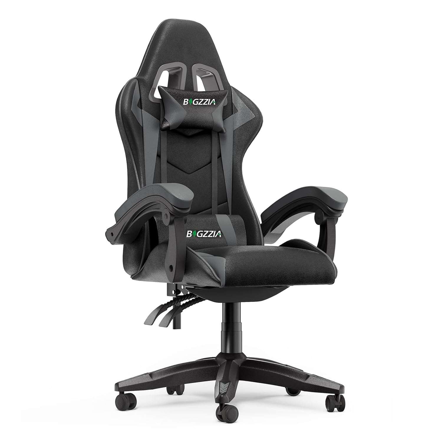 Ergonomic Gaming Chair with Adjustable Height, Reclining Feature, Headrest, and Lumbar Support for Adults (Basics, Black/Grey)