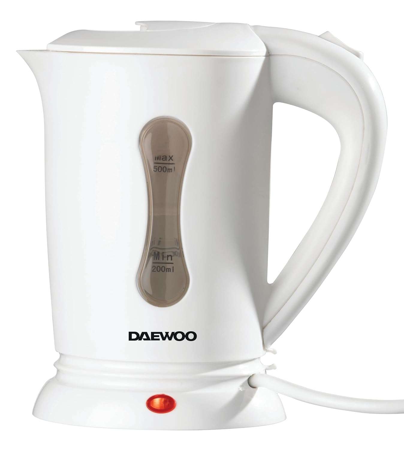 Fine Elements 0.5L Plastic Travel Kettle with Auto Cut Off, Boil Dry Protection, Two White Cups Included, Lightweight and Portable with Concealed Heating Element