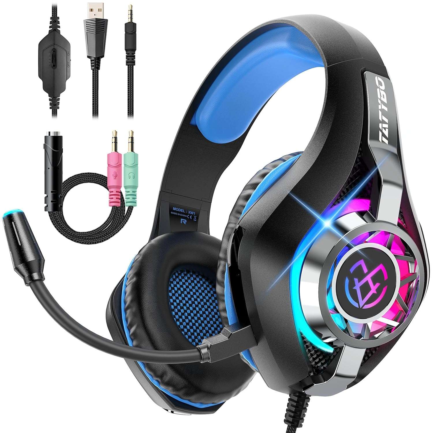 Gaming Headset for PC with Noise Canceling Mic, Deep Bass Stereo Sound