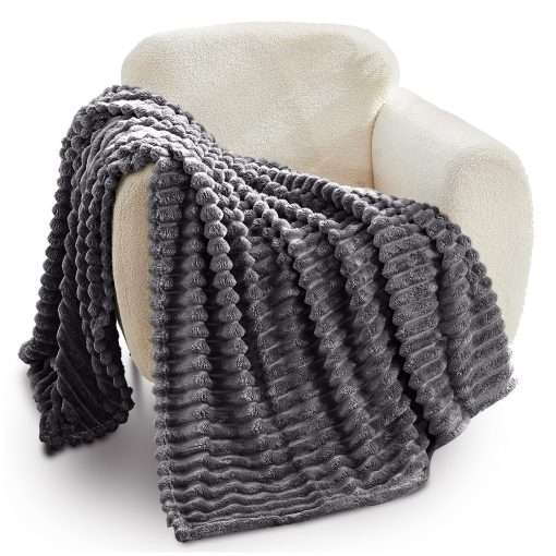 GC GAVNO CAVAILIA Fleece Throw Blanket | Soft Fluffy Throws For Sofas, Bed, Settee, Couch | Extra Warm Large Blanket Throw | Easycare, Anti Allergic | Double 150x200 Cm | Charcoal