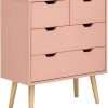GFW Drawers, Wood, Dark Coral Pink, 20 x 82 x 35 cm