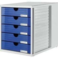 HAN 1450-14, SYSTEMBOX drawer set. Innovative, attractive design with 5 closed drawers, light-grey-blue