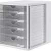 HAN drawer box SYSTEMBOX with 5 closed drawers, desk or in the cupboard, incl. pull-out lock + labeling clip, furniture-friendly rubber feet, 1450-63, light gray /...