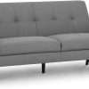 happybeds Grey Sofa, Monza Upholstered Fabric Retro Guest Bed Medium Two Seater Sofa (3 Seater Sofa)