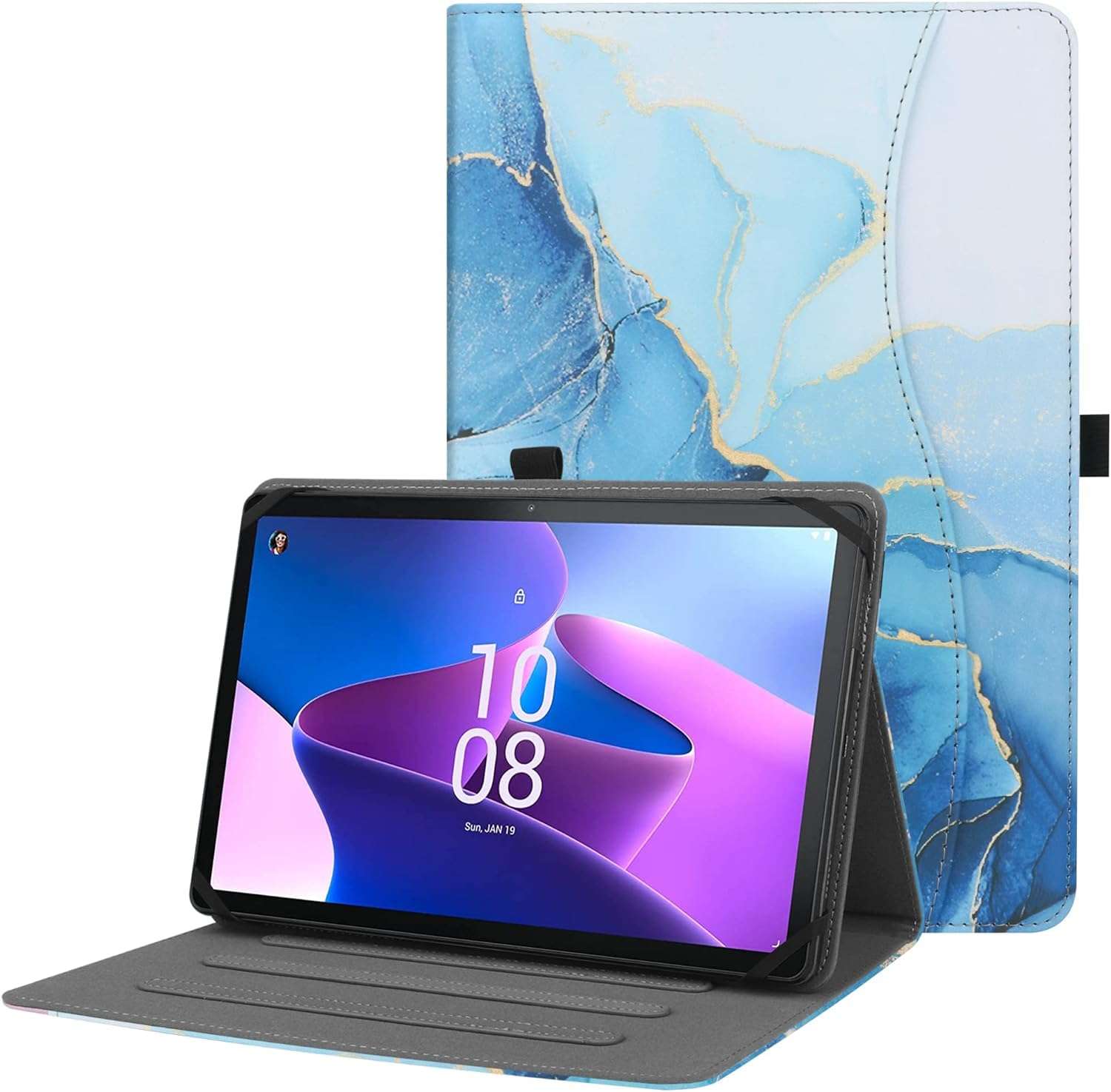 HGWALP Universal 9",9.7",10.1",10.2",10.5",10.9",11" inch Tablet Case,Multi-Viewing Angels Stand Folio Case Cover with Handstrap for for iPad, Samsung,Other 9-11 inch...
