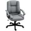 HOMCOM Office Chair, Computer Desk Chair, Linen Mid Back Executive Chair with Adjustable Height and Swivel Rolling Wheels for Home Study, Grey