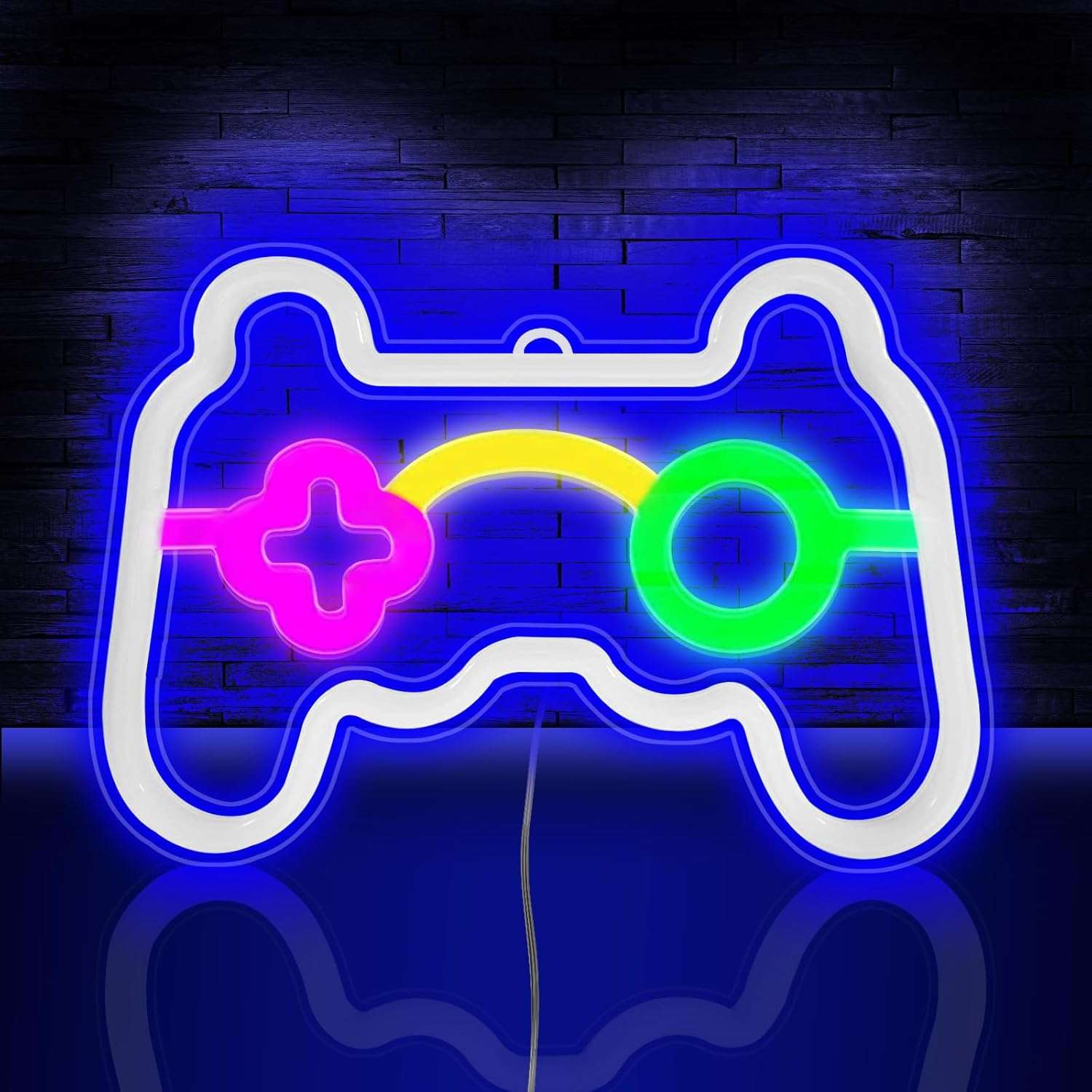 HOTUT Game Neon Sign, Neon Light Gaming LED Lights, Non-Dimmable Blue Light LED Neon Wall Light Signs, USB/Battery Powered Neon Light, Neon Lamp for Bedroom Wall Decor(Battery...
