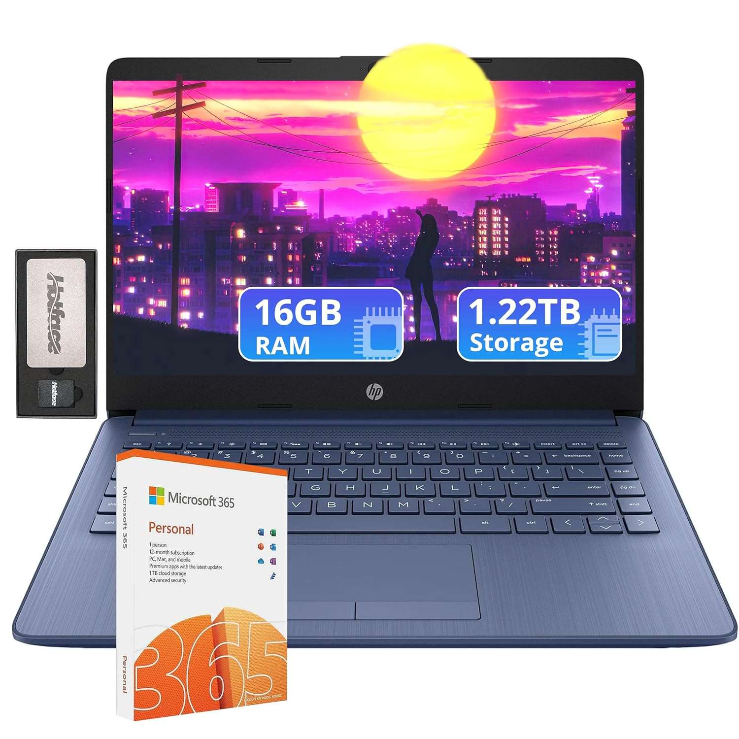 HP Flagship 14" HD Laptop with 1 Year Office 365 | 16GB RAM | 1.22TB Storage(64GB EMMC & 160GB Docking Station Set & 1TB Cloud Storage) | Intel Celeron Processor | Webcam | Win...