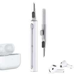 Inesore Cleaning Kit for Airpod, Multi-Function Cleaner Pen Tool for Airpods Pro Case Headphone iPhone Charging Port, with Soft Brush Flocking Sponge(White)