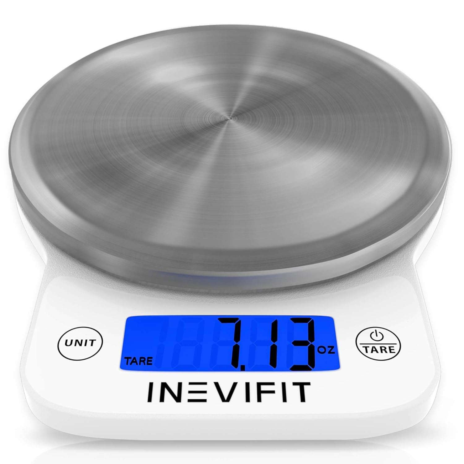 INEVIFIT DIGITAL KITCHEN SCALE, Highly Accurate Multifunction Food Scale White Large