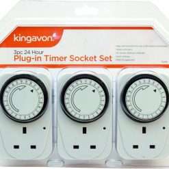 Kingavon BB-TS210 Plug-in Timer Socket UK 24 Hour Energy Saver Switch On-Off Program Lights Appliances White 3 Pack