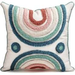 Kokaaee Throw Pillow Covers 18x18 - Tufted Decorative Pillow Cover with Zipper for Couch Sofa Bed Living Room Aesthetic Soft Spring Summer Abstract Textured Striped Indoor...