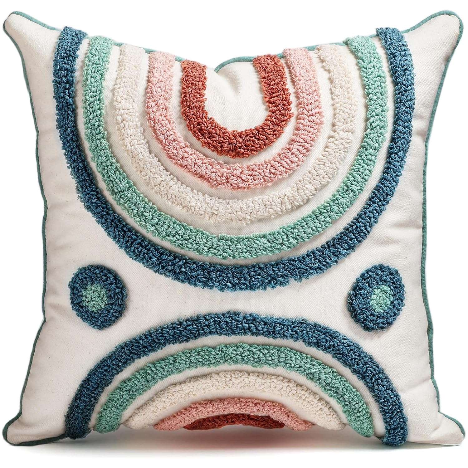 Kokaaee Throw Pillow Covers 18x18 - Tufted Decorative Pillow Cover with Zipper for Couch Sofa Bed Living Room Aesthetic Soft Spring Summer Abstract Textured Striped Indoor...