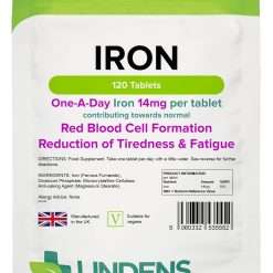 Lindens - Iron 14mg - 120 Vegan Tablets - UK Made - Reduce Tiredness, Increase Energy | Creates Healthy Red Blood Cells | Normal Oxygen Transportation | (4 Months Supply),...