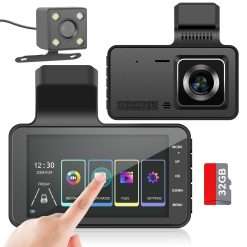 Dash Cam Front and Rear, Dual Car Camera with 32G SD Card 4''IPS Touch Screen, 1080P Dashboard Camera for Cars & Trucks, Rear Camera, WDR G-Sensor/Night Vision/Parking Monitor