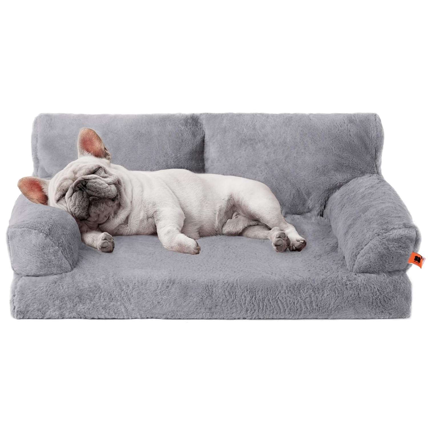 MEWOOFUN Orthopedic Dog Sofa Bed - Medium Waterproof Dog Couch Bed, Anti Anxiety Plush Cover for Puppies, 90x65x30cm (Grey, L)