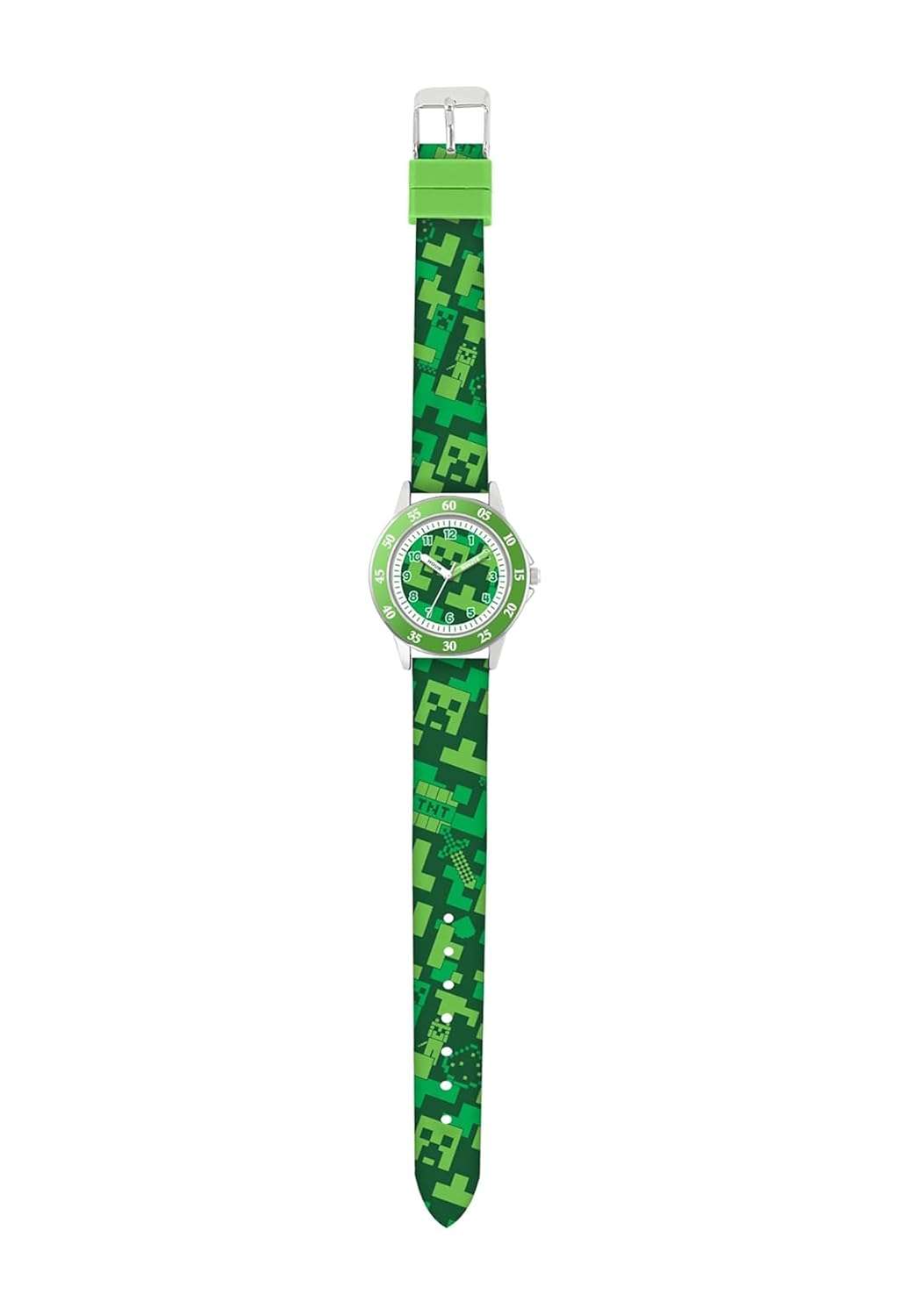 Minecraft Creeper Green Printed Strap Quartz Time Teacher Watch MIN9033