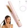 Mini Cordless Hair Straightener & Curling Wand - Rechargeable Travel Straightenerwith 4 Temp Settings & Fast Heating, Travel Flat Iron Straighteners Portable for Short to Long Hair