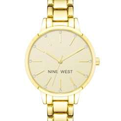 NINE WEST Women's Crystal Accented Bracelet Watch
