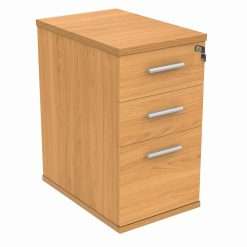 Office Hippo Essentials Heavy Duty Storage Pedestal Unit, File Cabinet Featuring 3 Lockable Drawers, Suitable For Commercial Office, Home And Classroom, Norwegian Beech, 60D x...