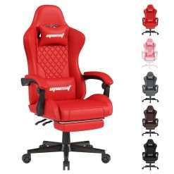 Opiesit Gaming Chair for Adults,Ergonomic Office Computer Chairs with Pocket Spring Cushion, PU Breathable Materials Video Game Chair, Linkage Armrest and Footrest Game Chairs...