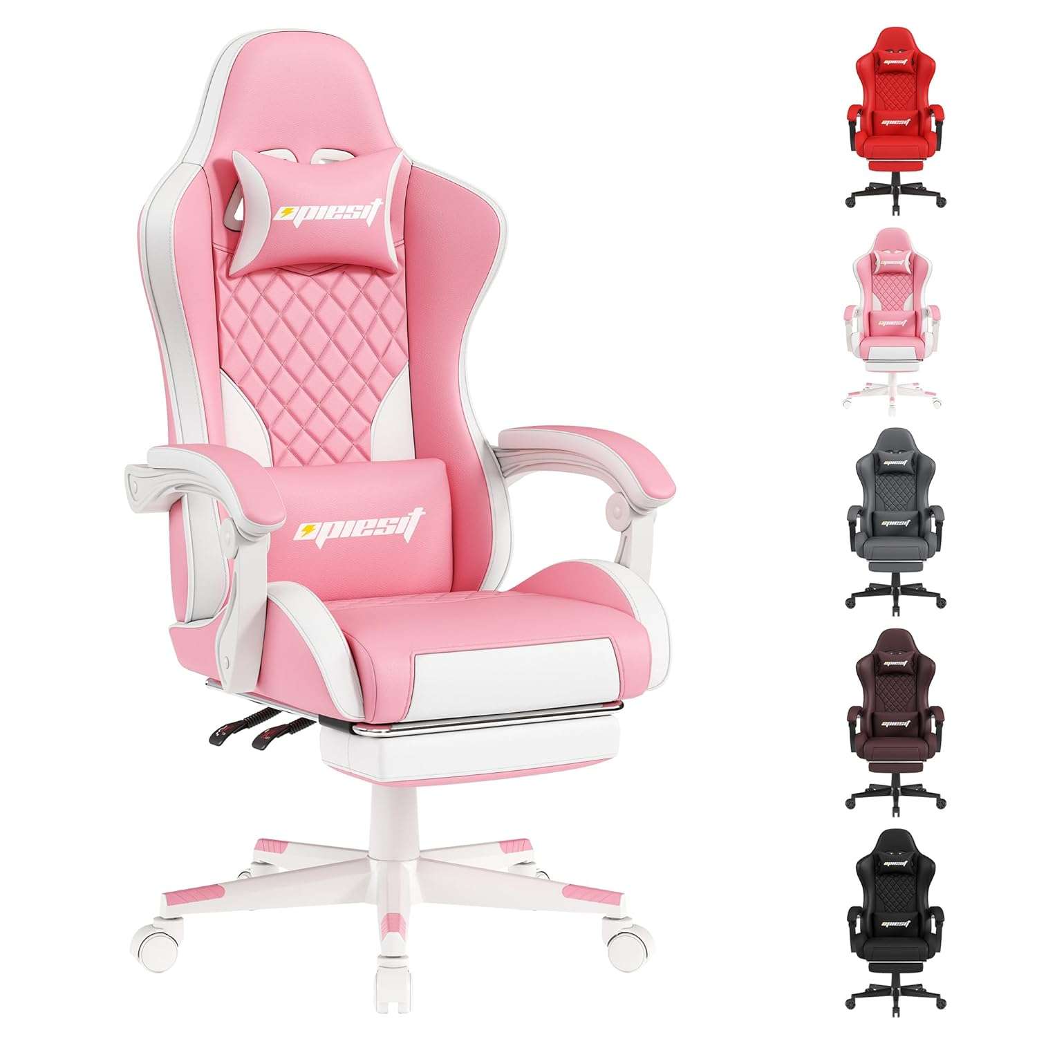 Opiesit Gaming Chair for Adults, Ergonomic Office Computer Chairs with Pocket Spring Cushion, PU Breathable Materials Video Game Chair, Linkage Armrest and Footrest Game Chairs...
